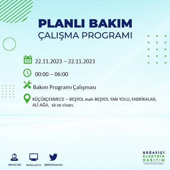 İstanbul'un bu ilçelerinde yaşayanlar dikkat: Saatlerce sürecek elektrik kesintisi için hazır olun 26